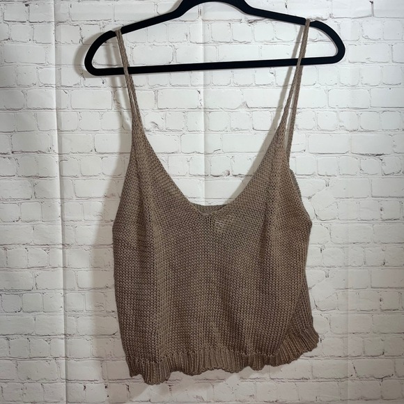 ✨En El Mar Knit Cropped Sweater Cami Top, Sleeveless Spaghetti Strap Size XL - Picture 3 of 5